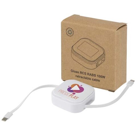 Gloas Aufrollbares 5 in 1 Kabel aus Recyclingmaterial mit Datensynchronisierung und 100 W Schnellladefunktion sowie Smartphone Toolkit, weiss bedrucken, Art.-Nr. 12444801 Gloas Aufrollbares 5 in 1 Kabel aus Recyclingmaterial mit Datensynchronisierung und 100 W Schnellladefunktion sowie Smartphone Toolkit, weiss bedrucken, Art.-Nr. 12444801