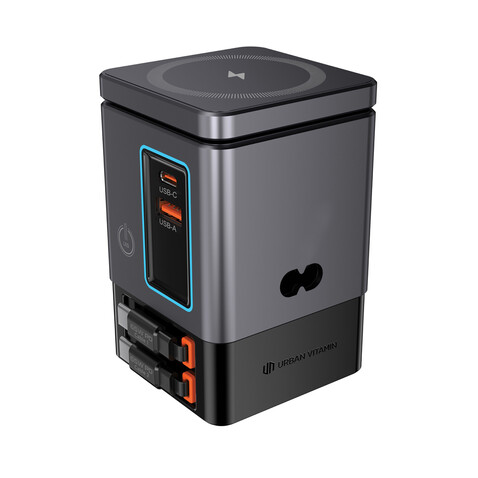 Urban Vitamin Sacramento 105W GaN Charger mit einz. Kabeln grau, schwarz bedrucken, Art.-Nr. P309.5402 Urban Vitamin Sacramento 105W GaN Charger mit einz. Kabeln grau, schwarz bedrucken, Art.-Nr. P309.5402