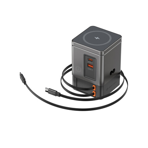 Urban Vitamin Sacramento 105W GaN Charger mit einz. Kabeln grau, schwarz bedrucken, Art.-Nr. P309.5402 Urban Vitamin Sacramento 105W GaN Charger mit einz. Kabeln grau, schwarz bedrucken, Art.-Nr. P309.5402