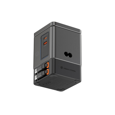 Urban Vitamin Sacramento 105W GaN Charger mit einz. Kabeln grau, schwarz bedrucken, Art.-Nr. P309.5402 Urban Vitamin Sacramento 105W GaN Charger mit einz. Kabeln grau, schwarz bedrucken, Art.-Nr. P309.5402