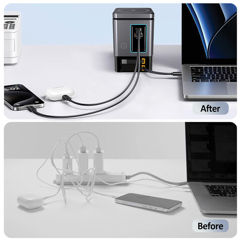 Urban Vitamin Sacramento 105W GaN Charger mit einz. Kabeln grau, schwarz bedrucken, Art.-Nr. P309.5402 Urban Vitamin Sacramento 105W GaN Charger mit einz. Kabeln grau, schwarz bedrucken, Art.-Nr. P309.5402