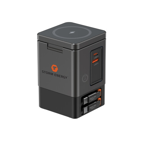 Urban Vitamin Sacramento 105W GaN Charger mit einz. Kabeln grau, schwarz bedrucken, Art.-Nr. P309.5402 Urban Vitamin Sacramento 105W GaN Charger mit einz. Kabeln grau, schwarz bedrucken, Art.-Nr. P309.5402