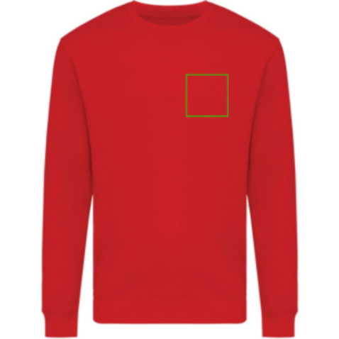 IQONIQ Zion Rundhals-Sweater aus recycelter Baumwolle rot bedrucken, Art.-Nr. T9300.029.M