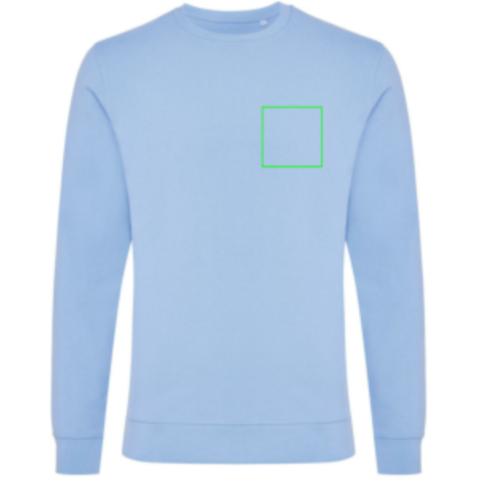 IQONIQ Zion Rundhals-Sweater aus recycelter Baumwolle sky blue bedrucken, Art.-Nr. T9300.022.L
