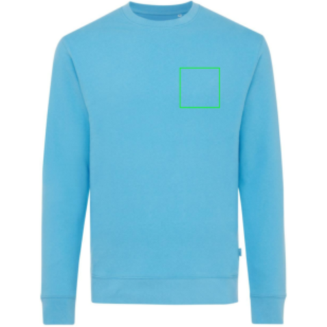 IQONIQ Zion Rundhals-Sweater aus recycelter Baumwolle tranquil blue bedrucken, Art.-Nr. T9300.010.XS