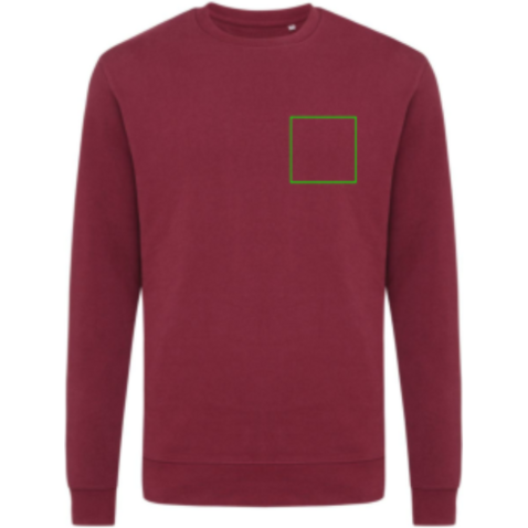 IQONIQ Zion Rundhals-Sweater aus recycelter Baumwolle burgunderrot bedrucken, Art.-Nr. T9300.007.XXXL