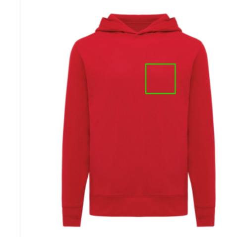 IQONIQ Yengo Hoodie mit Seitentaschen aus rec. Baumwolle rot bedrucken, Art.-Nr. T9405.029.XL