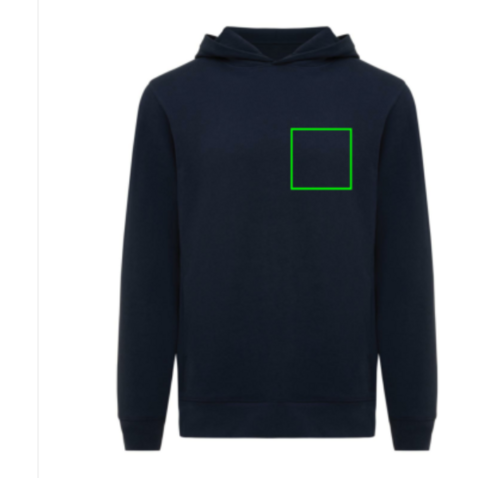 IQONIQ Yengo Hoodie mit Seitentaschen aus rec. Baumwolle navy blau bedrucken, Art.-Nr. T9405.002.5XL
