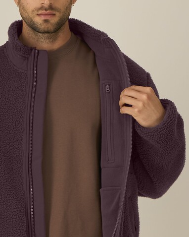 Brooker - Die Relaxed Unisex-Sherpajacke - Red Brown - 3XL bedrucken, Art.-Nr. STJU248C1163X