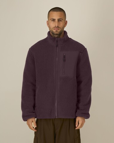 Brooker - Die Relaxed Unisex-Sherpajacke - Red Brown - M bedrucken, Art.-Nr. STJU248C1161M