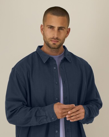 Worker Shirt - Das Relaxed Unisex-Hemd - G.Dyed Navy - M bedrucken, Art.-Nr. STWU975C3731M