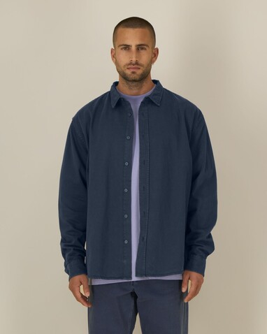 Worker Shirt - Das Relaxed Unisex-Hemd - G.Dyed Navy - S bedrucken, Art.-Nr. STWU975C3731S