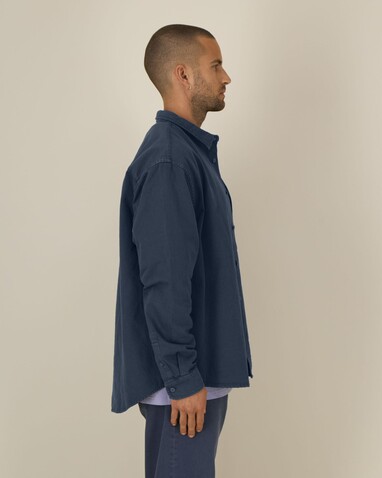 Worker Shirt - Das Relaxed Unisex-Hemd - G.Dyed Navy - XS bedrucken, Art.-Nr. STWU975C373XS