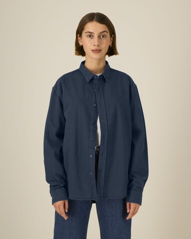Worker Shirt - Das Relaxed Unisex-Hemd - G.Dyed Navy - S bedrucken, Art.-Nr. STWU975C3731S