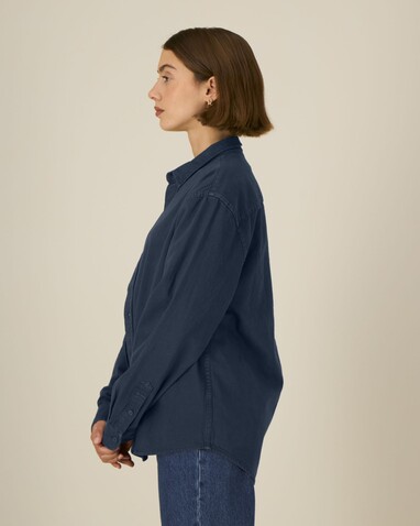 Worker Shirt - Das Relaxed Unisex-Hemd - G.Dyed Navy - XS bedrucken, Art.-Nr. STWU975C373XS