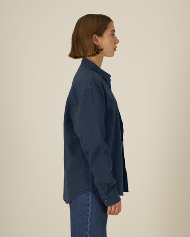 Worker Shirt - Das Relaxed Unisex-Hemd - G.Dyed Navy - XXL bedrucken, Art.-Nr. STWU975C3732X