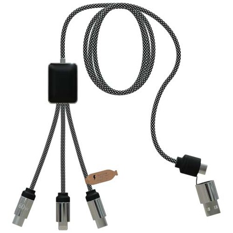 SCX.design C33 60W Typ C Ladekabel mit doppeltem Leuchtlogo, heather schwarz bedrucken, Art.-Nr. 1PX21390