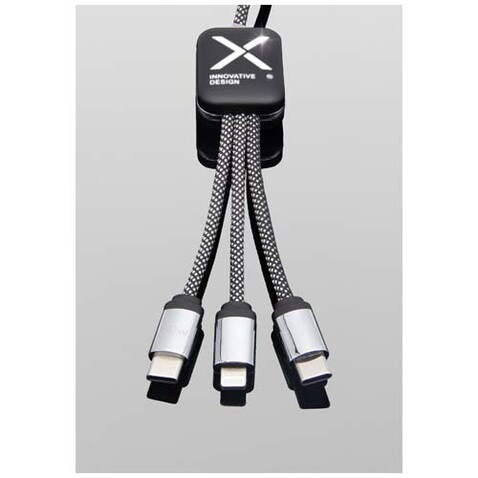 SCX.design C33 60W Typ C Ladekabel mit doppeltem Leuchtlogo, heather schwarz bedrucken, Art.-Nr. 1PX21390