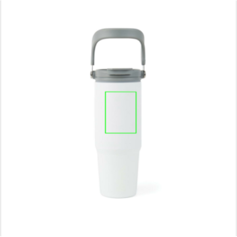 VINGA Eos Trek 880ml Flasche aus RCS rec. Stainless-Steel weiß, grau bedrucken, Art.-Nr. V4320303