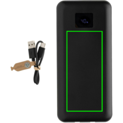 Gridley 20.000mAh 65W Laptop Powerbank aus RCS rPlastik schwarz bedrucken, Art.-Nr. P322.801