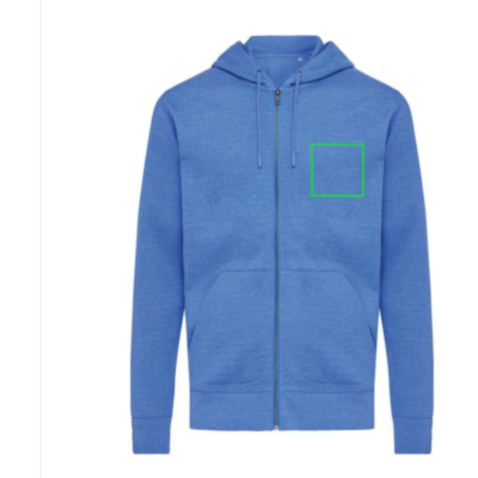 IQONIQ Abisko Zip-Kapuzenpullover aus recycelter Baumwolle heather blue bedrucken, Art.-Nr. T9600.024.S IQONIQ Abisko Zip-Kapuzenpullover aus recycelter Baumwolle heather blue bedrucken, Art.-Nr. T9600.024.S