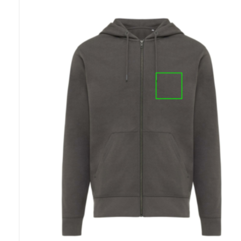 IQONIQ Abisko Zip-Kapuzenpullover aus recycelter Baumwolle anthrazit bedrucken, Art.-Nr. T9600.019.M