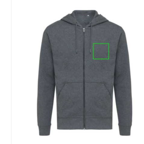IQONIQ Abisko Zip-Kapuzenpullover aus recycelter Baumwolle heather anthracite bedrucken, Art.-Nr. T9600.014.XXXL