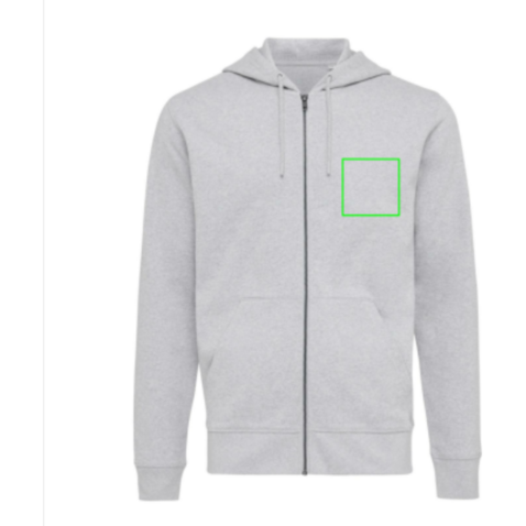 IQONIQ Abisko Zip-Kapuzenpullover aus recycelter Baumwolle heather grey bedrucken, Art.-Nr. T9600.013.5XL