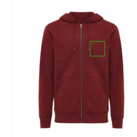 IQONIQ Abisko Zip-Kapuzenpullover aus recycelter Baumwolle burgunderrot bedrucken, Art.-Nr. T9600.007.L