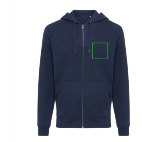 IQONIQ Abisko Zip-Kapuzenpullover aus recycelter Baumwolle navy blau bedrucken, Art.-Nr. T9600.002.S