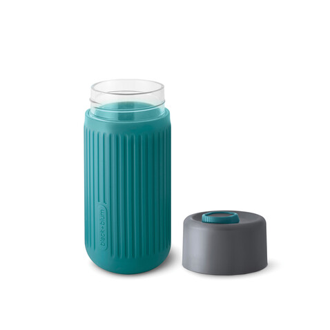 Black+Blum Glas-Reisebecher 340ml turkis bedrucken, Art.-Nr. P439.1633