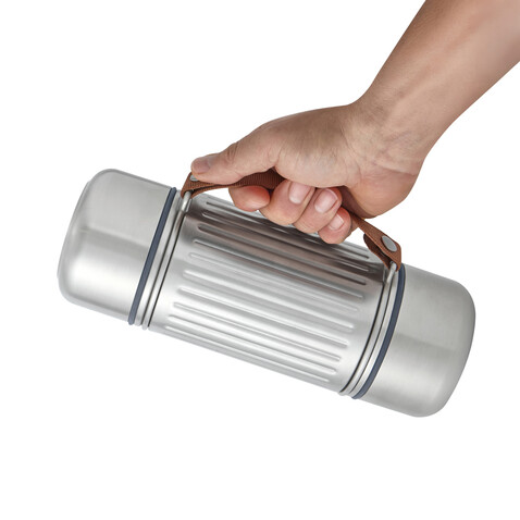 Black+Blum Explorer Flasche Duo 1L grau bedrucken, Art.-Nr. P439.1702 Black+Blum Explorer Flasche Duo 1L grau bedrucken, Art.-Nr. P439.1702