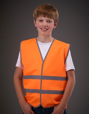 Yoko Kids Fluo Reflective Border Waistcoat, Royal Blue, 4-6 (S) bedrucken, Art.-Nr. 011773002