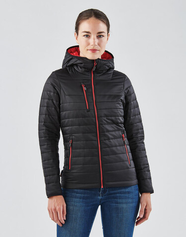 StormTech Women`s Gravity Thermal Jacket, Black/True Red, XS bedrucken, Art.-Nr. 015181632