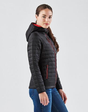 StormTech Women`s Gravity Thermal Jacket, Black/True Red, XS bedrucken, Art.-Nr. 015181632