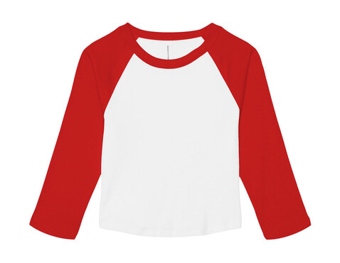 Bella Women`s Micro Rib 3/4 Raglan Baby Tee, White/Red, S bedrucken, Art.-Nr. 028060543 Bella Women`s Micro Rib 3/4 Raglan Baby Tee, White/Red, S bedrucken, Art.-Nr. 028060543