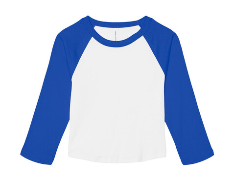 Bella Women`s Micro Rib 3/4 Raglan Baby Tee, White/True Royal, 2XL bedrucken, Art.-Nr. 028060627 Bella Women`s Micro Rib 3/4 Raglan Baby Tee, White/True Royal, 2XL bedrucken, Art.-Nr. 028060627
