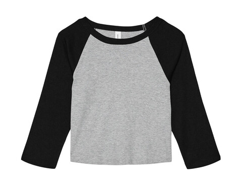 Bella Women`s Micro Rib 3/4 Raglan Baby Tee, Athletic Heather/Black, L bedrucken, Art.-Nr. 028061735