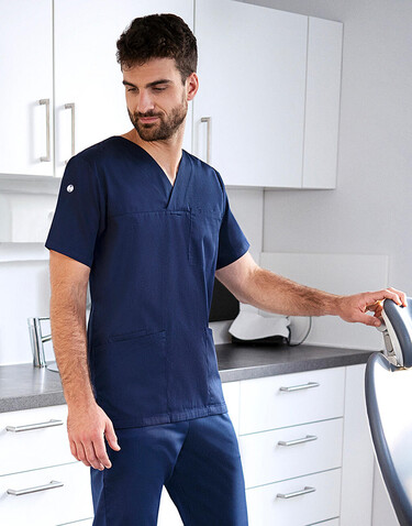 Karlowsky Men`s Slip-on Tunic Essential Short Sl., Royal Blue, 4XL bedrucken, Art.-Nr. 028673089