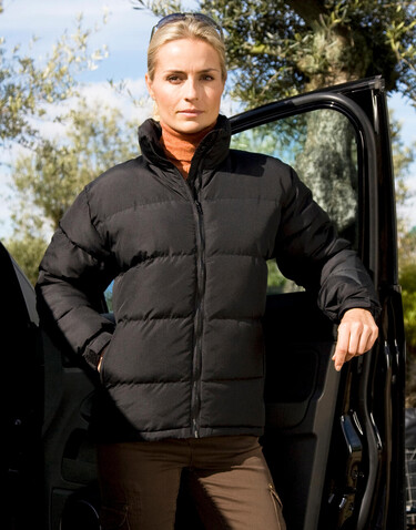 Result Ladies` Holkam Down Feel Jacket, Black, XS bedrucken, Art.-Nr. 041331012