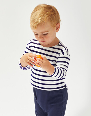 BabyBugz Baby Breton Top, White/Navy, 3-6 bedrucken, Art.-Nr. 056470522