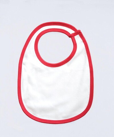 BabyBugz Single Layer Bib, White/Red, One Size bedrucken, Art.-Nr. 069470540