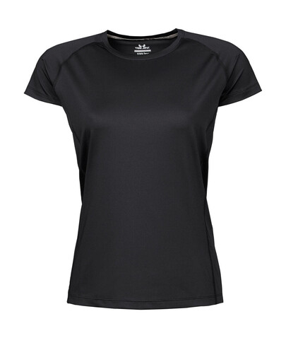 Tee Jays COOLdry Ladies` Tee, Black, XL bedrucken, Art.-Nr. 077541016