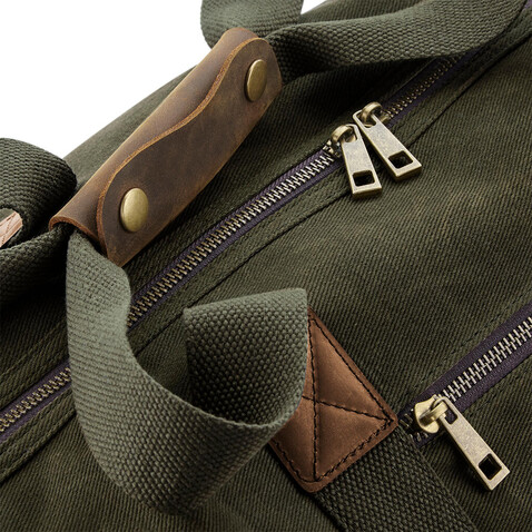 Quadra Heritage Waxed Canvas Holdall, Black, One Size bedrucken, Art.-Nr. 078301010