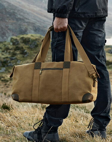 Quadra Heritage Waxed Canvas Holdall, Black, One Size bedrucken, Art.-Nr. 078301010