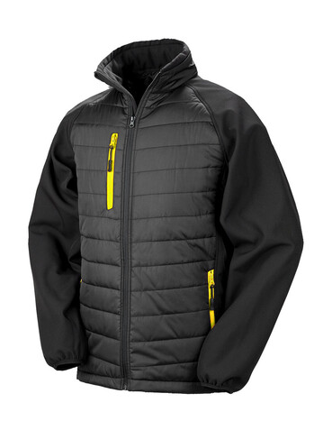 Result Compass Padded Softshell, Black/Yellow, XS bedrucken, Art.-Nr. 084331392