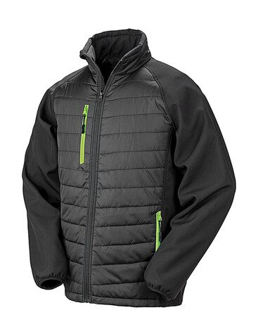 Result Compass Padded Softshell, Black/Lime, M bedrucken, Art.-Nr. 084331714