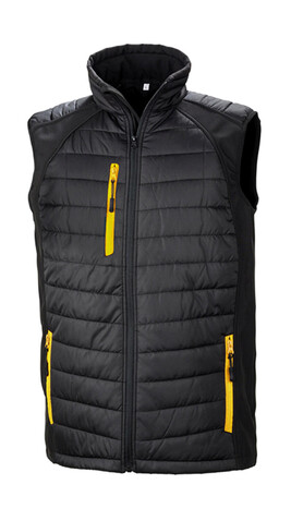 Result Compass Padded Softshell Gilet, Black/Yellow, XS bedrucken, Art.-Nr. 085331392