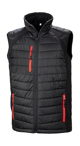 Result Compass Padded Softshell Gilet, Black/Red, S bedrucken, Art.-Nr. 085331543
