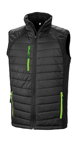 Result Compass Padded Softshell Gilet, Black/Lime, L bedrucken, Art.-Nr. 085331715